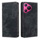 For Huawei Pura 70 RFID Anti-theft Brush Magnetic Leather Phone Case(Black) - 1