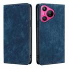 For Huawei Pura 70 RFID Anti-theft Brush Magnetic Leather Phone Case(Blue) - 1