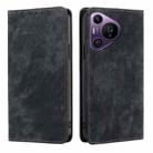 For Huawei Pura 70 Pro / Pro+ RFID Anti-theft Brush Magnetic Leather Phone Case(Black) - 1