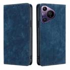 For Huawei Pura 70 Pro / Pro+ RFID Anti-theft Brush Magnetic Leather Phone Case(Blue) - 1