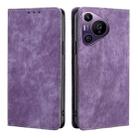 For Huawei Pura 70 Pro / Pro+ RFID Anti-theft Brush Magnetic Leather Phone Case(Purple) - 1