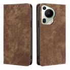 For Huawei Pura 70 Ultra RFID Anti-theft Brush Magnetic Leather Phone Case(Brown) - 1