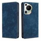 For Huawei Pura 70 Ultra RFID Anti-theft Brush Magnetic Leather Phone Case(Blue) - 1