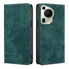 For Huawei Pura 70 Ultra RFID Anti-theft Brush Magnetic Leather Phone Case(Green) - 1