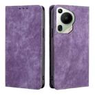 For Huawei Pura 70 Ultra RFID Anti-theft Brush Magnetic Leather Phone Case(Purple) - 1