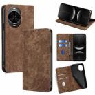 For Huawei nova 14 5G RFID Anti-theft Brush Magnetic Leather Phone Case(Brown) - 1