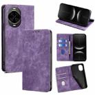 For Huawei nova 14 5G RFID Anti-theft Brush Magnetic Leather Phone Case(Purple) - 1