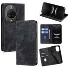 For Huawei nova 14 Ultra 5G RFID Anti-theft Brush Magnetic Leather Phone Case(Black) - 1