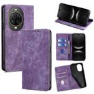For Huawei nova 14 Ultra 5G RFID Anti-theft Brush Magnetic Leather Phone Case(Purple) - 1