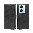 For vivo Y78 Plus 5G Calf Texture Buckle Flip Leather Phone Case(Black) - 1