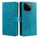 For vivo iQOO Z9 Turbo Calf Texture Buckle Flip Leather Phone Case(Blue) - 1