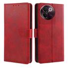 For vivo V30e 5G Global Calf Texture Buckle Flip Leather Phone Case(Red) - 1