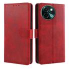 For vivo Y38 5G / T3x Global Calf Texture Buckle Flip Leather Phone Case(Red) - 1