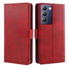 For vivo Y100 5G IDN Calf Texture Buckle Flip Leather Phone Case(Red) - 1