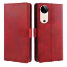 For vivo S19 Calf Texture Buckle Flip Leather Phone Case(Red) - 1