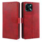 For vivo Y28 4G Calf Texture Buckle Flip Leather Phone Case(Red) - 1