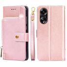 For OPPO A1 5G Zipper Bag Leather Phone Case(Rose Gold) - 1