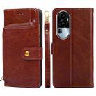 For OPPO Reno10 5G Zipper Bag Leather Phone Case(Brown) - 1