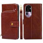 For OPPO Reno10 Pro+ 5G Zipper Bag Leather Phone Case(Brown) - 1