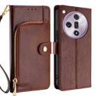 For OPPO Find X7 5G Zipper Bag Leather Phone Case(Brown) - 1