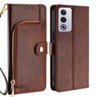 For OPPO A3 Pro 5G India Zipper Bag Leather Phone Case(Brown) - 1