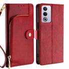 For OPPO A3 Pro 5G India Zipper Bag Leather Phone Case(Red) - 1