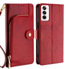 For OPPO Reno12 5G Global Zipper Bag Leather Phone Case(Red) - 1