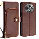 For OPPO Reno12 F 5G Zipper Bag Leather Phone Case(Brown) - 1