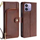 For OPPO A3 5G India Zipper Bag Leather Phone Case(Brown) - 1