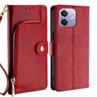 For OPPO A3 5G India Zipper Bag Leather Phone Case(Red) - 1