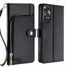 For OPPO A60 4G Global Zipper Bag Leather Phone Case(Black) - 1