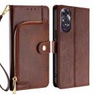 For OPPO A60 4G Global Zipper Bag Leather Phone Case(Brown) - 1