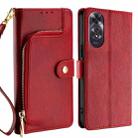 For OPPO A60 4G Global Zipper Bag Leather Phone Case(Red) - 1