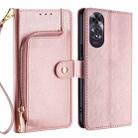For OPPO A60 4G Global Zipper Bag Leather Phone Case(Rose Gold) - 1