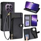 For OPPO A5 5G 2025 Global Zipper Bag Leather Phone Case(Black) - 1