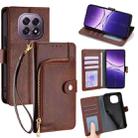 For OPPO A5 5G 2025 Global Zipper Bag Leather Phone Case(Brown) - 1