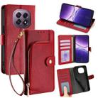 For OPPO A5 5G 2025 Global Zipper Bag Leather Phone Case(Red) - 1