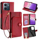 For OPPO A5x 5G Global Zipper Bag Leather Phone Case(Red) - 1