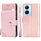 For vivo Y78 Plus 5G Zipper Bag Leather Phone Case(Rose Gold) - 1