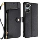 For vivo Y03 4G Zipper Bag Leather Phone Case(Black) - 1