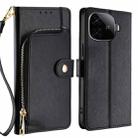 For vivo iQOO Z9 Turbo Zipper Bag Leather Phone Case(Black) - 1