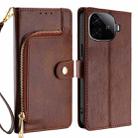 For vivo iQOO Z9 Turbo Zipper Bag Leather Phone Case(Brown) - 1