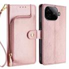 For vivo iQOO Z9 Turbo Zipper Bag Leather Phone Case(Rose Gold) - 1