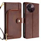 For vivo V30e 5G Global Zipper Bag Leather Phone Case(Brown) - 1