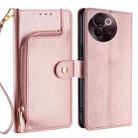 For vivo V30e 5G Global Zipper Bag Leather Phone Case(Rose Gold) - 1