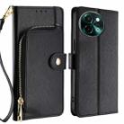 For vivo Y38 5G / T3x Global Zipper Bag Leather Phone Case(Black) - 1