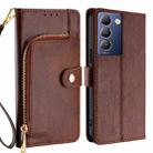 For vivo Y100 5G IDN Zipper Bag Leather Phone Case(Brown) - 1