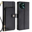 For vivo Y28 4G Zipper Bag Leather Phone Case(Black) - 1