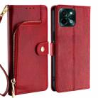 For vivo Y28 4G Zipper Bag Leather Phone Case(Red) - 1