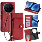 For vivo X200 Pro 5G Zipper Bag Leather Phone Case(Red) - 1